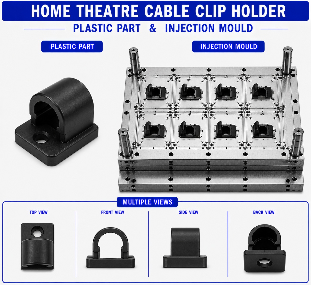 Home Theatre Plastic Cable Clip Holder Mould and Moulding Service